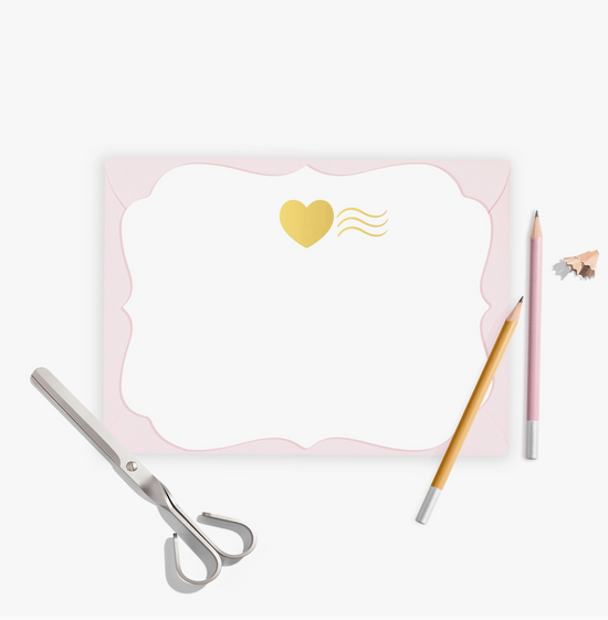 Heart and Stamp Gold Foil Stationery