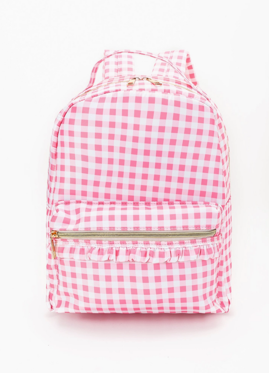 chateau gingham print mini backpack Plaid Ruffle Backpack