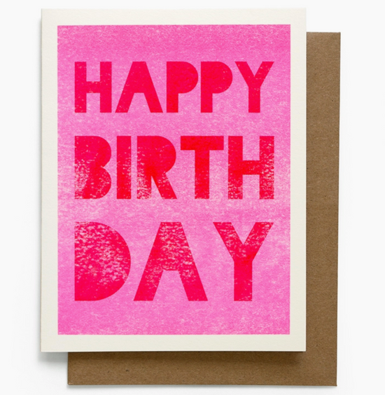 Pink and Red Happy Birthday Card