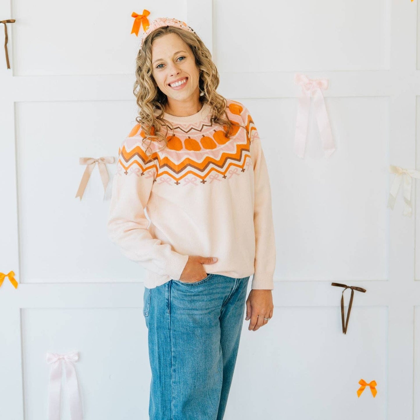 Pumpkin Pearl Gemstone Headband - Kids Hair Accessories: Small
