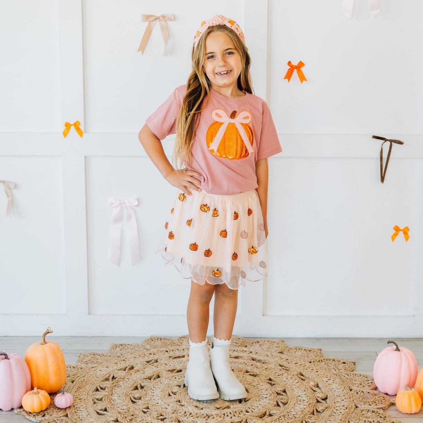 Pumpkin Pearl Gemstone Headband - Kids Hair Accessories: Small