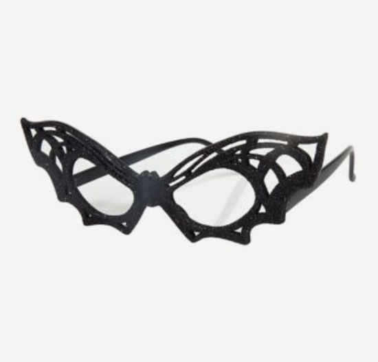 Black Bat Glitter Glasses for Halloween for dress up or trick or treat