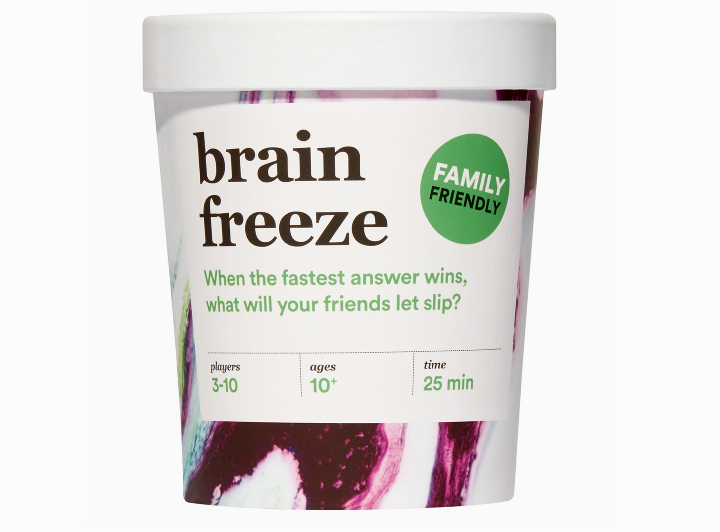 Brain Freeze game container with text on a white background