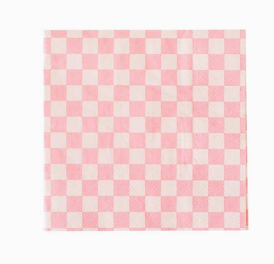 Pink and white checkered pattern on a white background