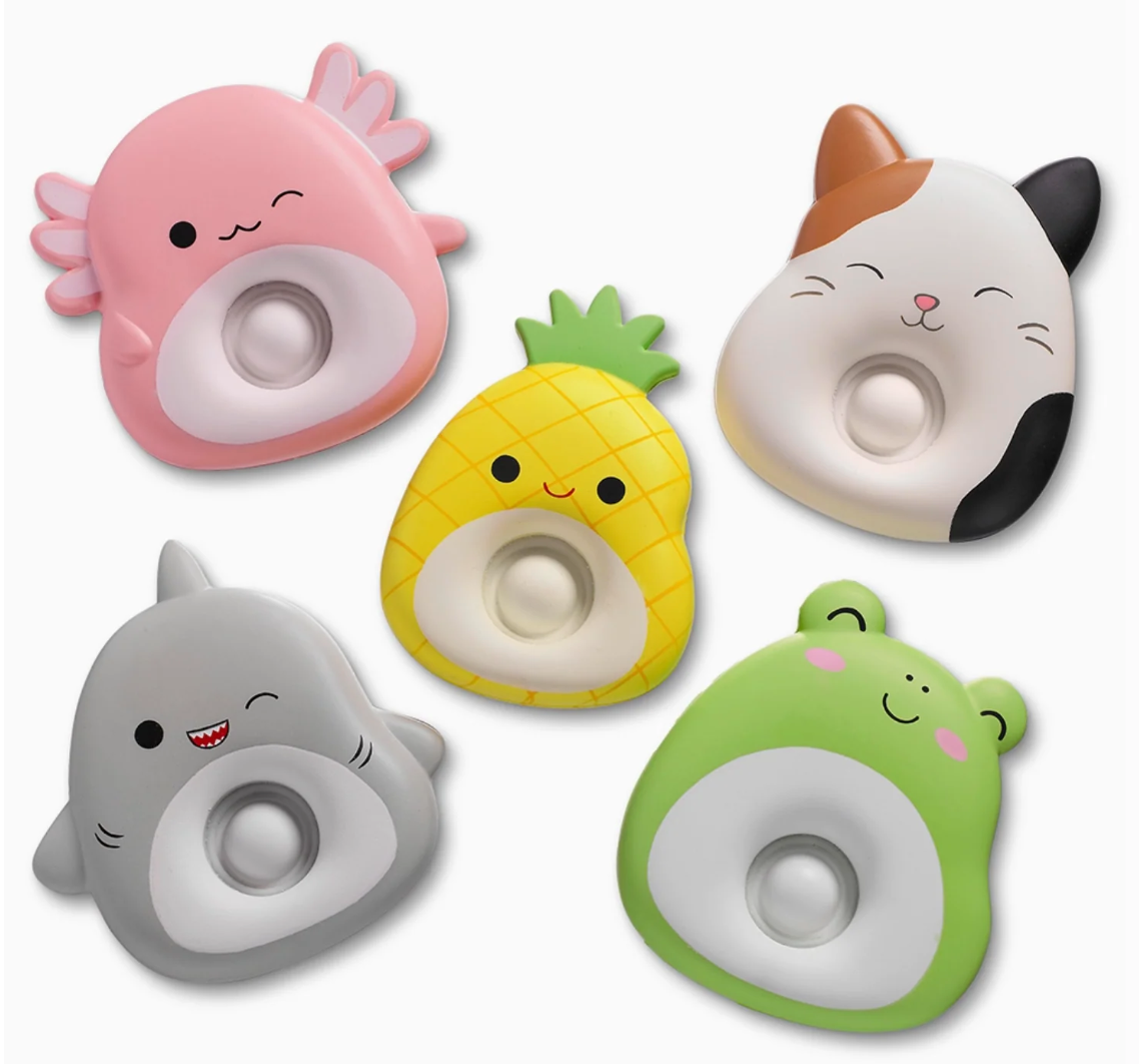 Set of five cartoon-style animal-shaped objects on a white background