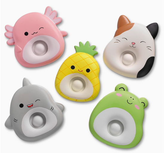 Set of five cartoon-style animal-shaped objects on a white background