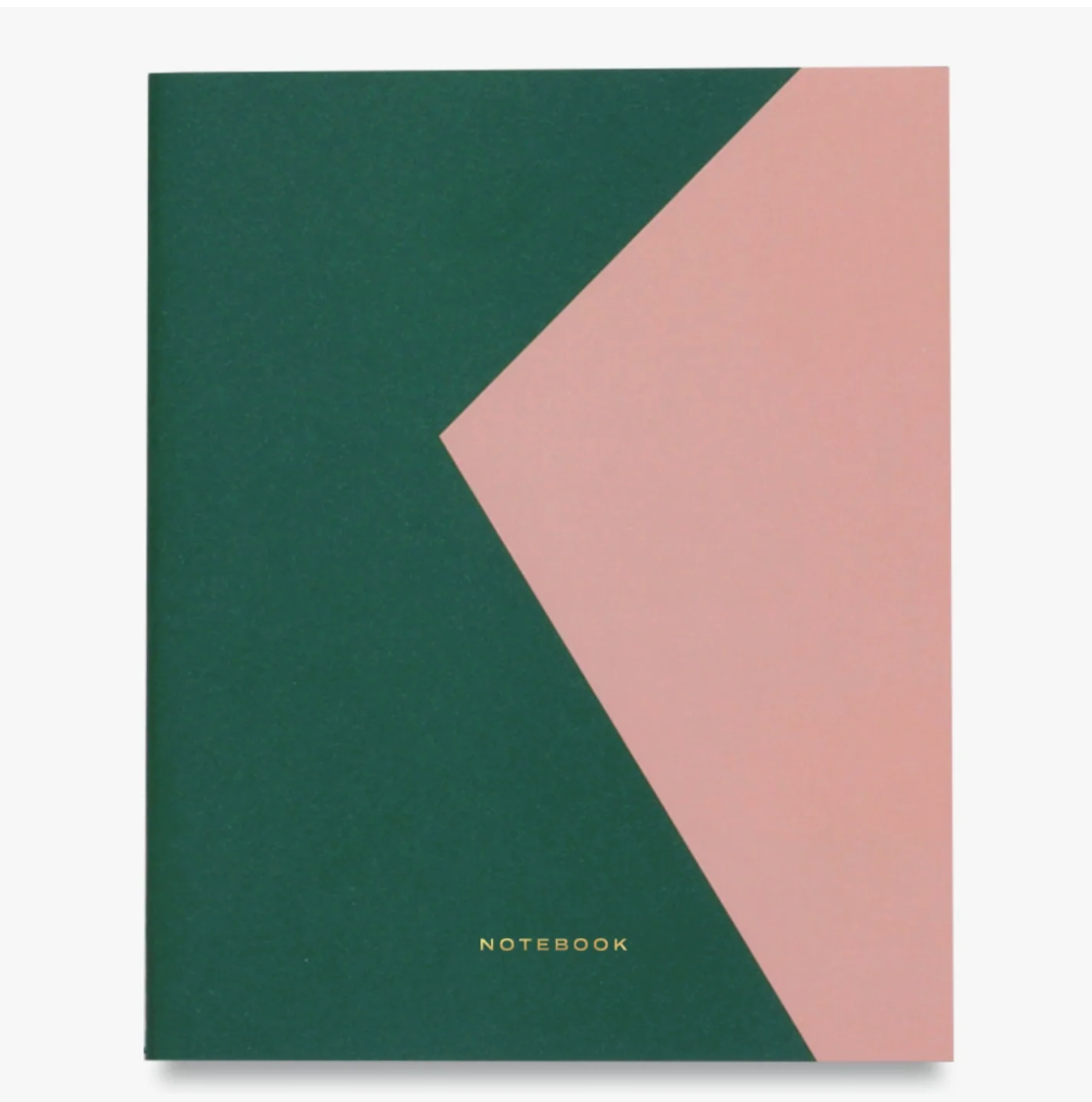 Green and pink notebook with 'Notebook' text on a white background