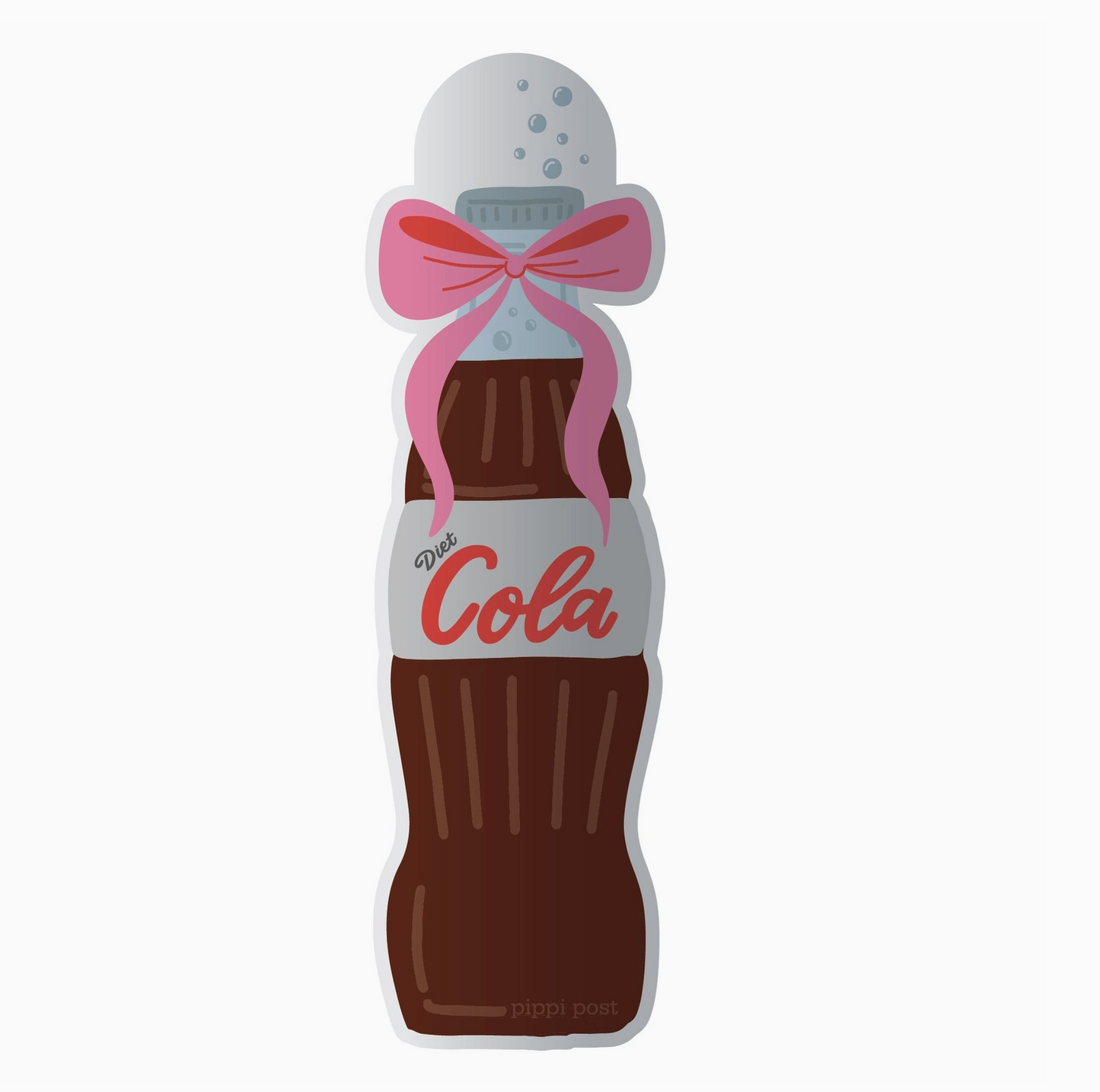 Soda bottle-shaped salt and pepper shaker with a pink bow on a white background