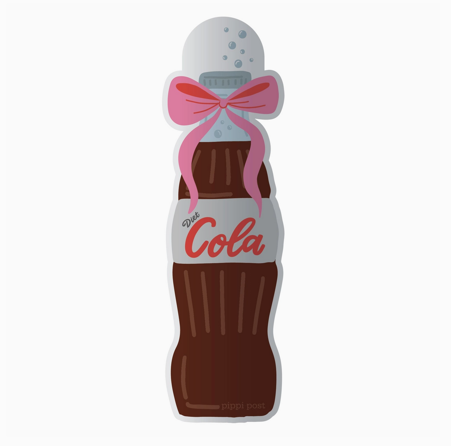 Soda bottle-shaped salt and pepper shaker with a pink bow on a white background