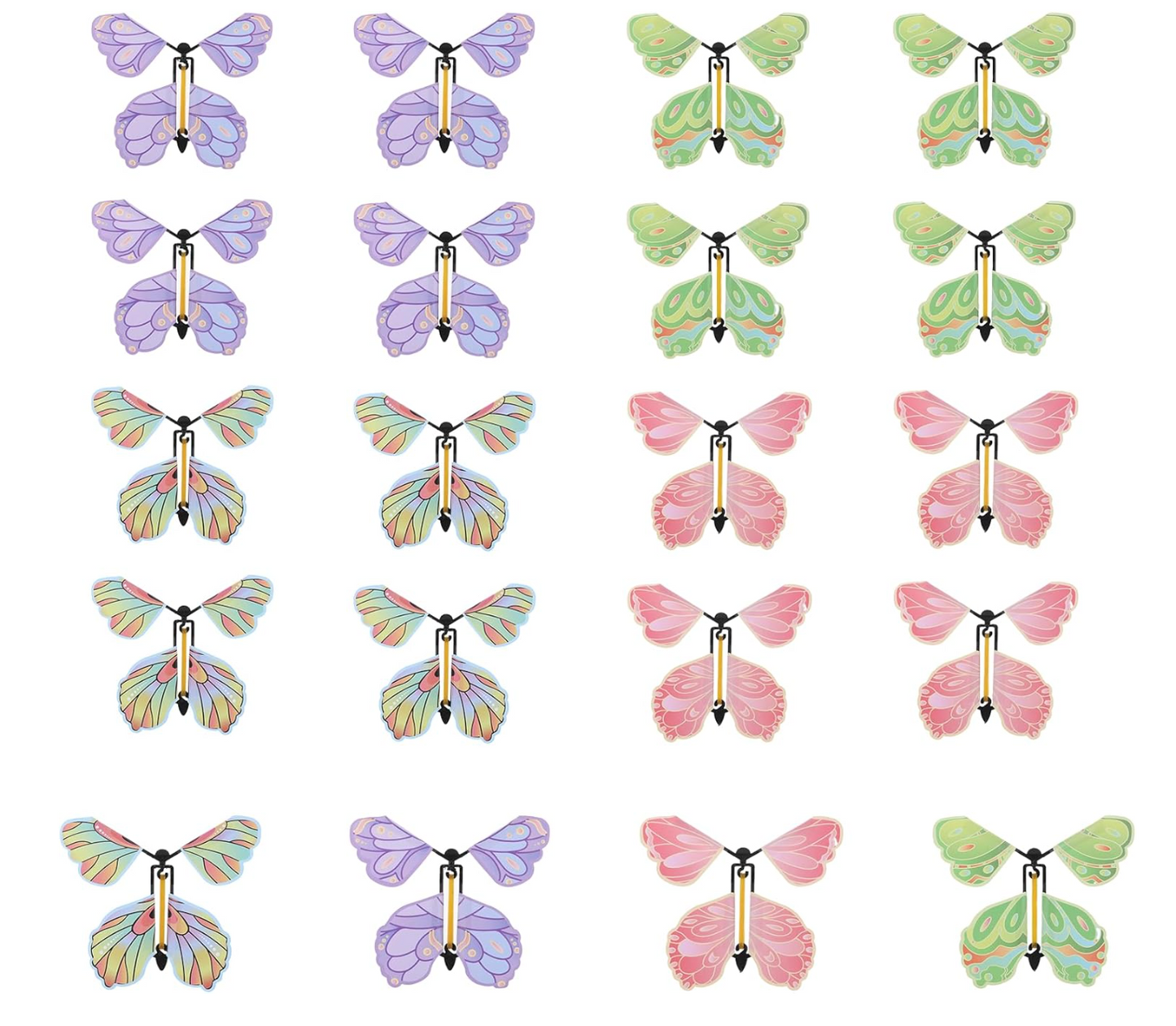 Pattern of colorful butterflies on a white background