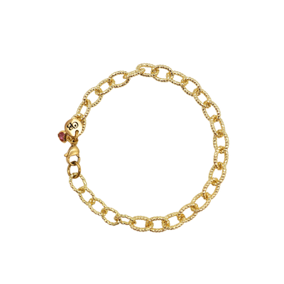 Gold chain bracelet on a white background