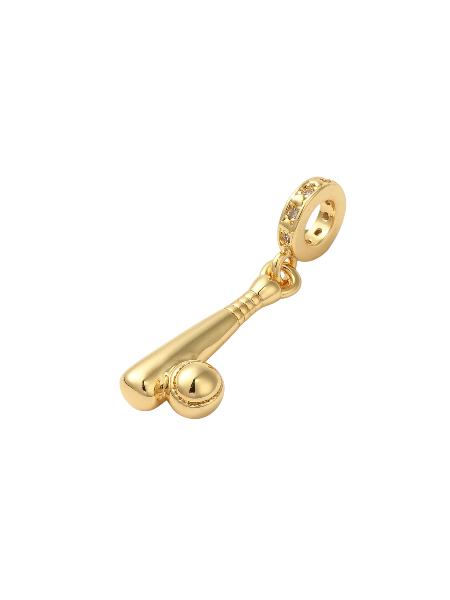 Gold hair dryer charm on a white background