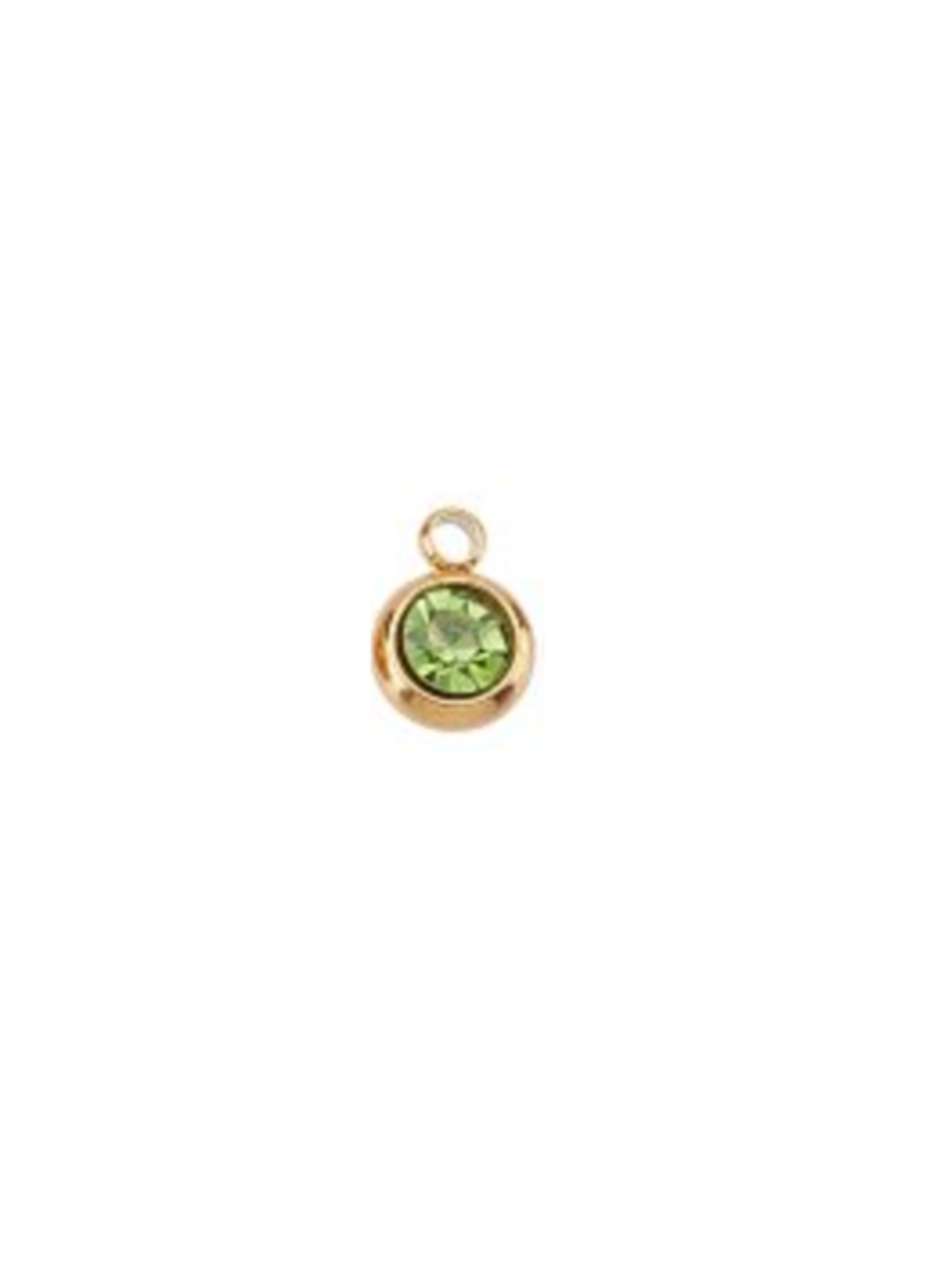 Gold pendant with a green gemstone on a white background
