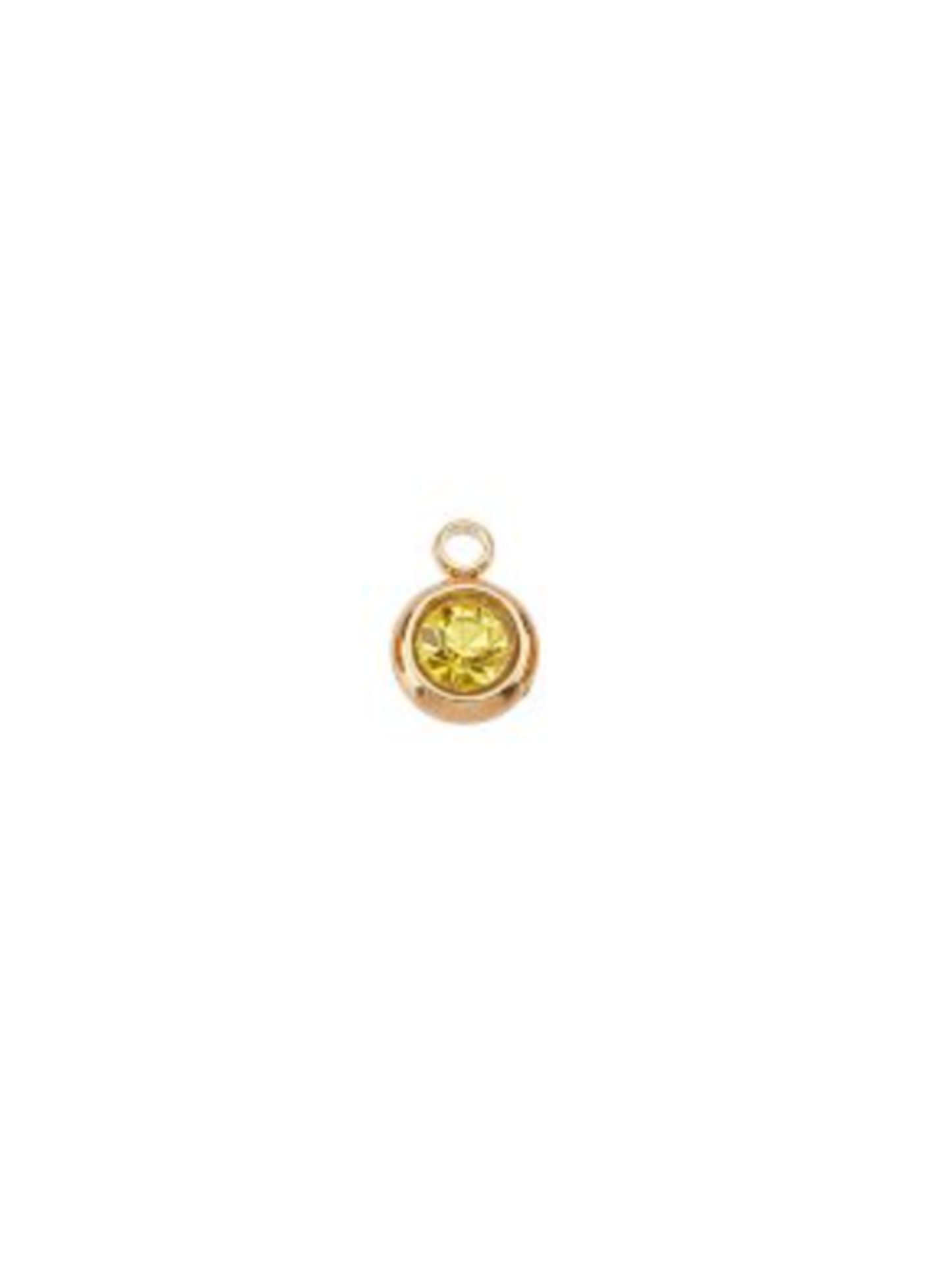 Gold pendant with a yellow gemstone on a white background
