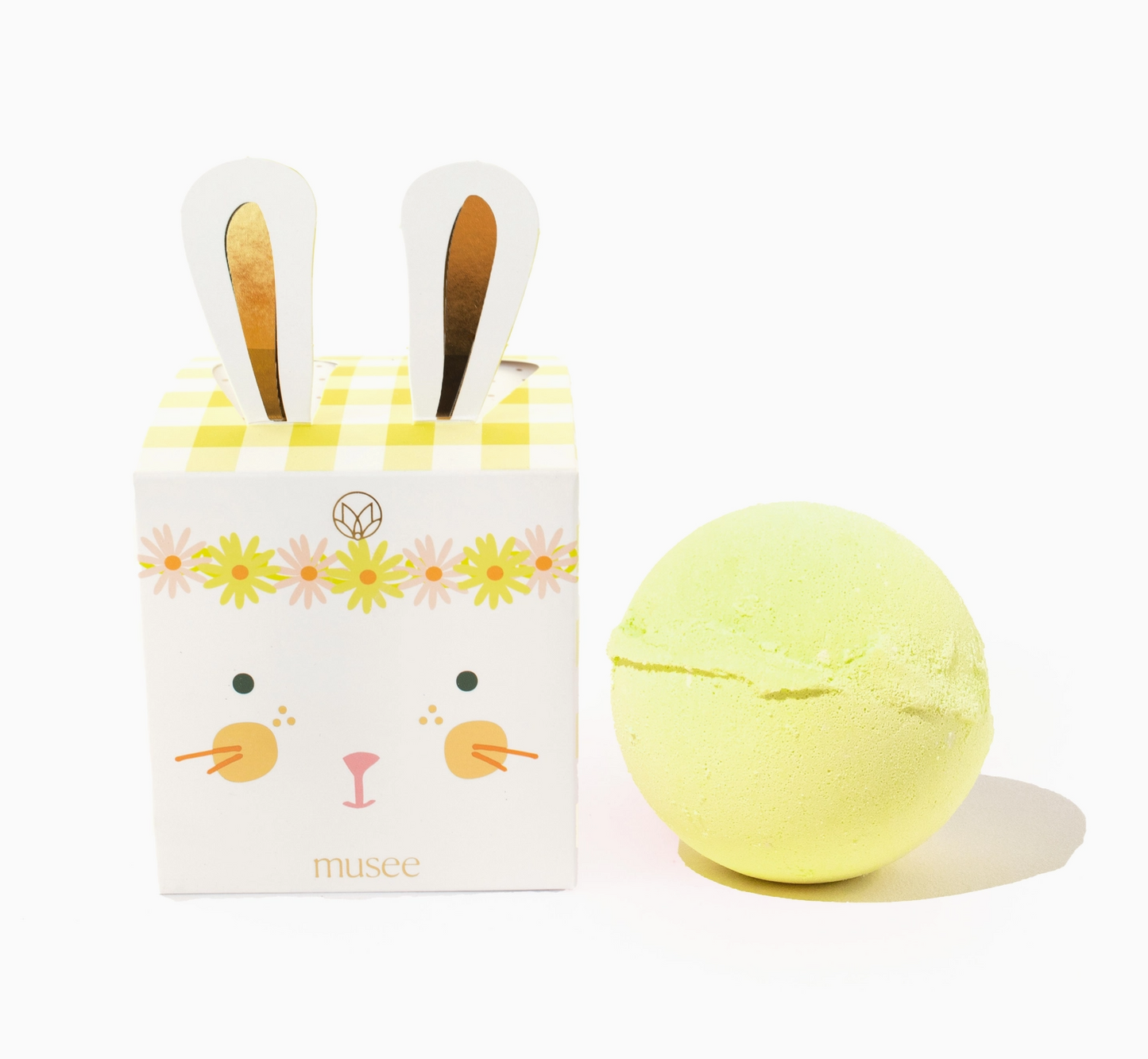 Bath bomb with bunny ears packaging on a white background