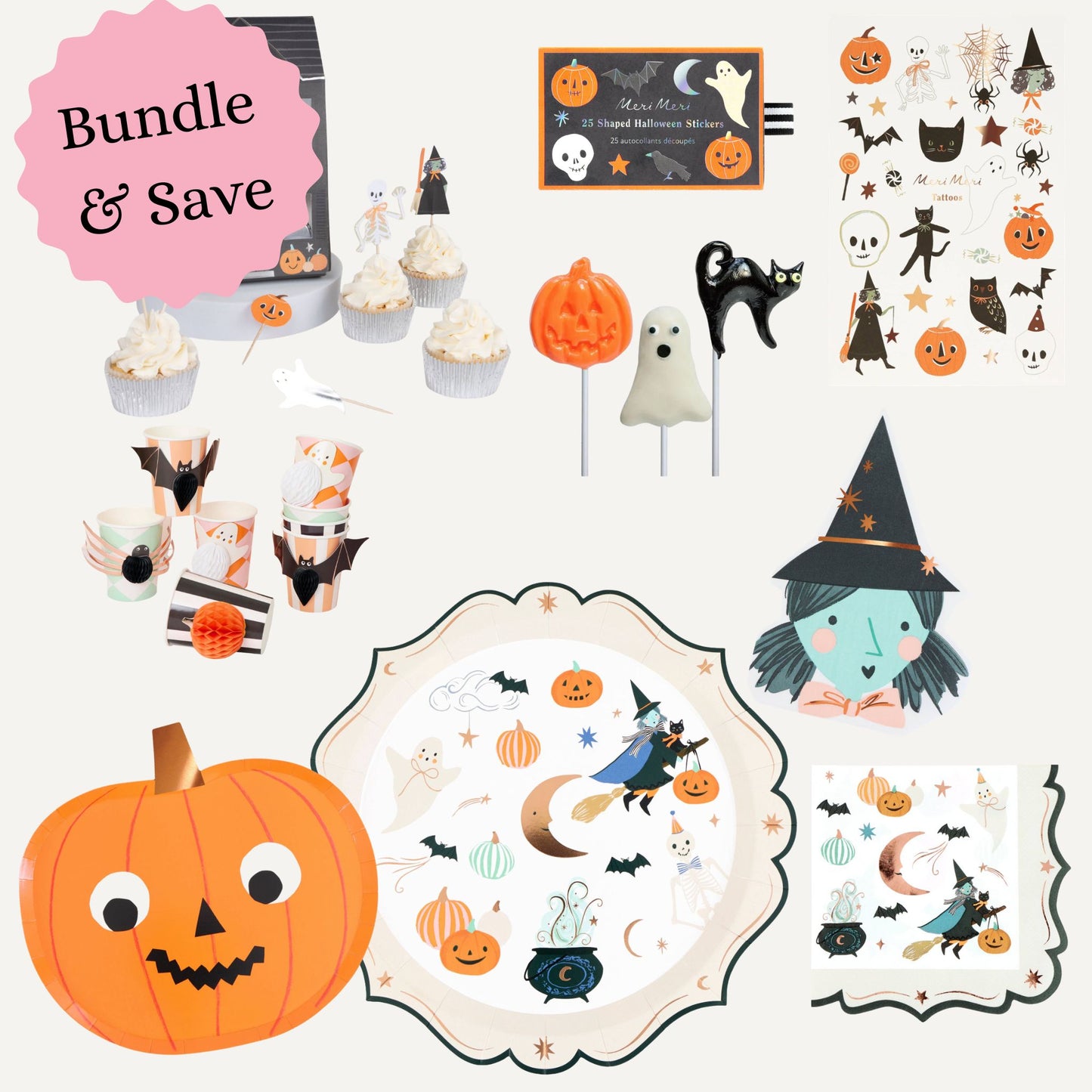 Halloween Party Bundle for 8 - Tableware, Treats & Favors - Bundle & Save