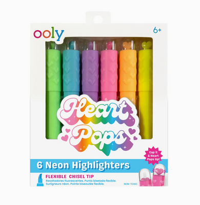 Pack of neon highlighters with colorful packaging featuring the brand 'ooly'.