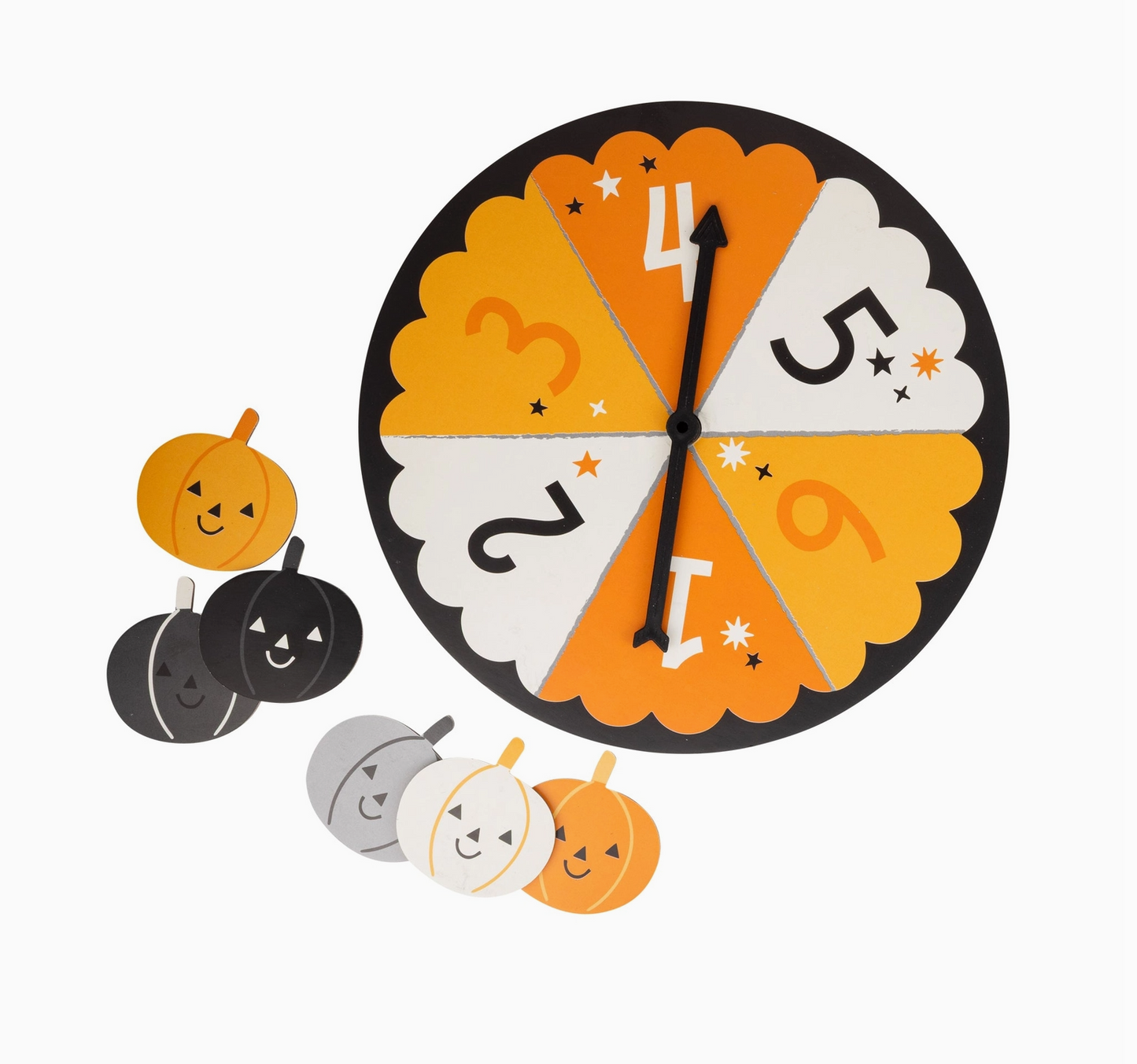 Decorative clock with Halloween-themed design on a white background