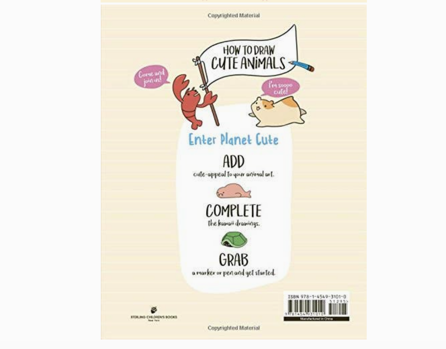 Book cover of 'How to Draw Cute Animals' with cartoon animals and text on a beige background