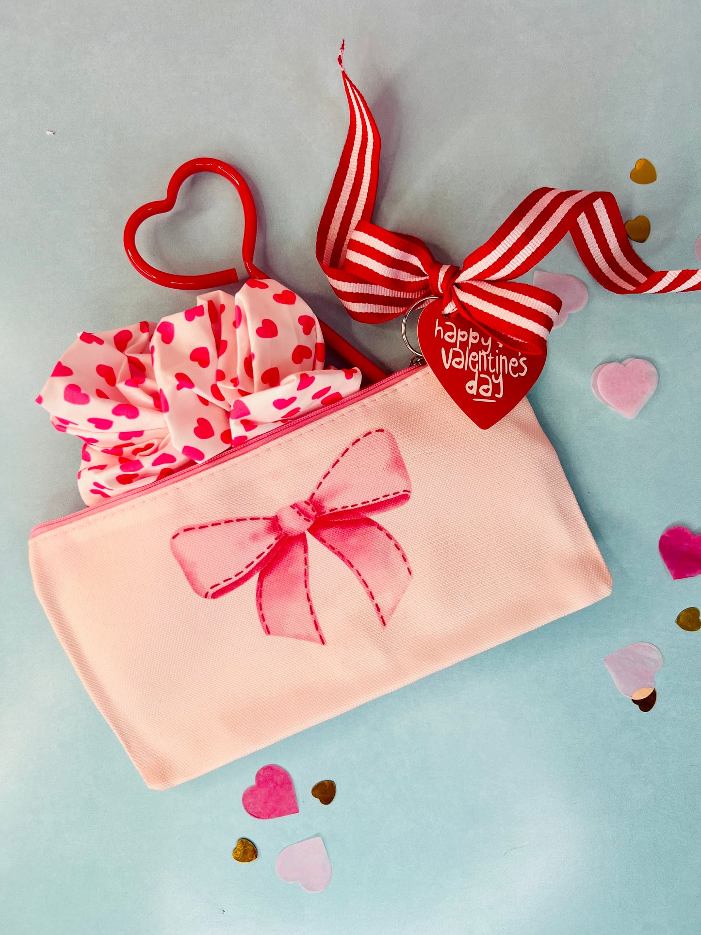 Heart Scrunchie and Pen Valentine Set