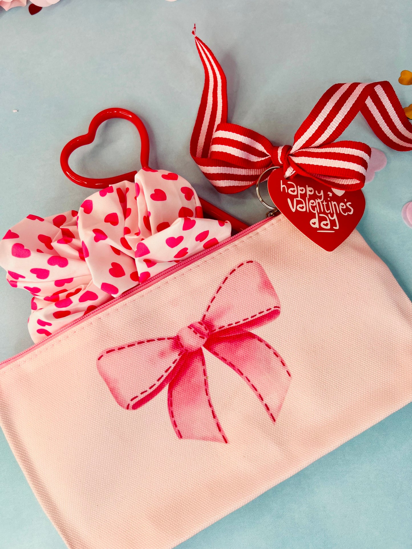 Heart Scrunchie and Pen Valentine Set