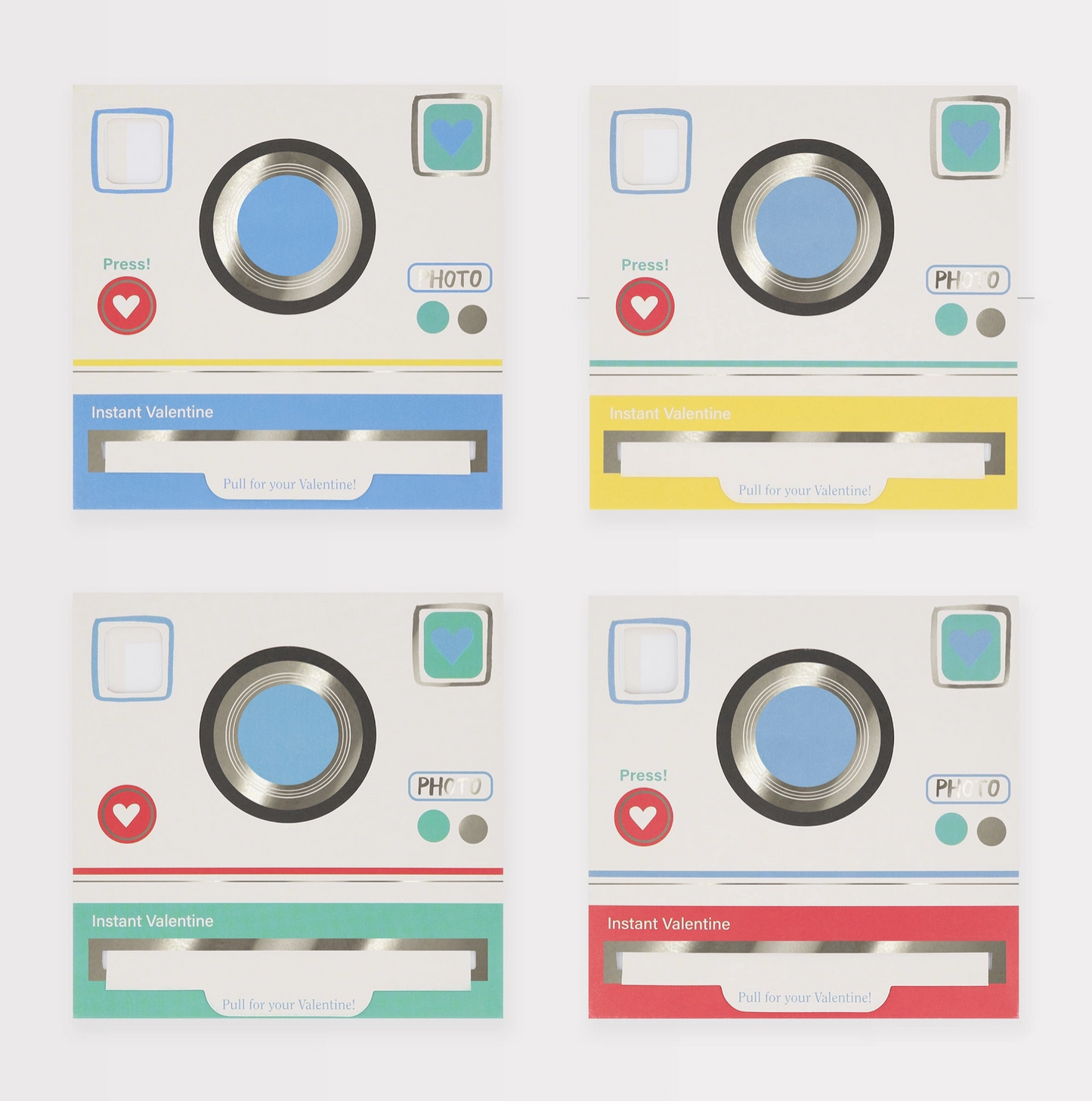 Instant Camera Kids Valentine's Cards & Stickers Set