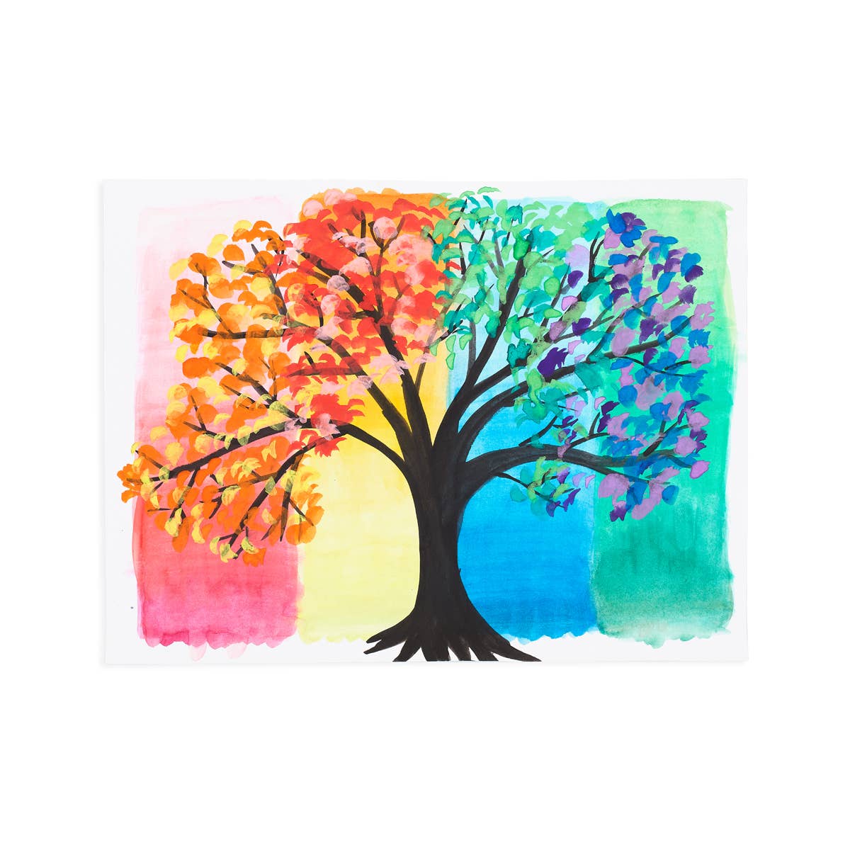 Colorful tree with four seasons on a white background