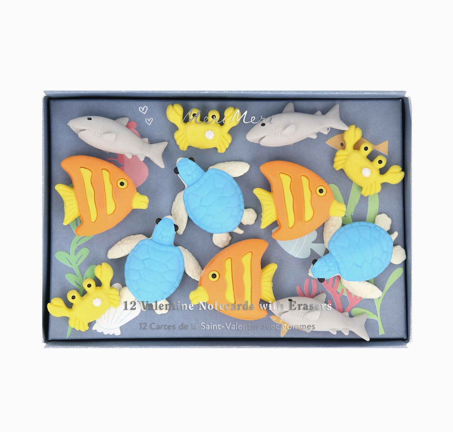 Under the Sea Kids Valentine's Cards & Erasers Set