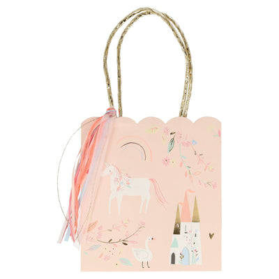 Decorative gift bag with a unicorn design on a white background