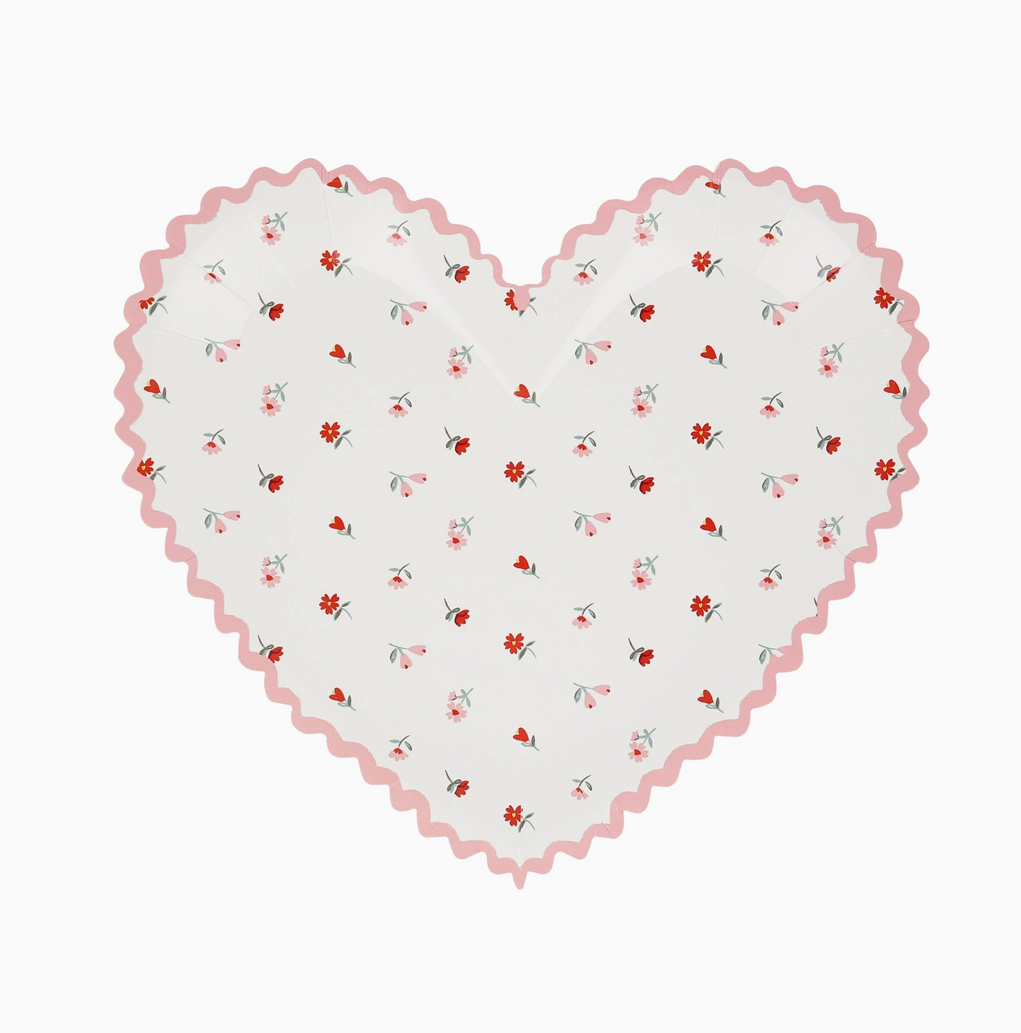 Heart-shaped fabric with floral pattern on a white background