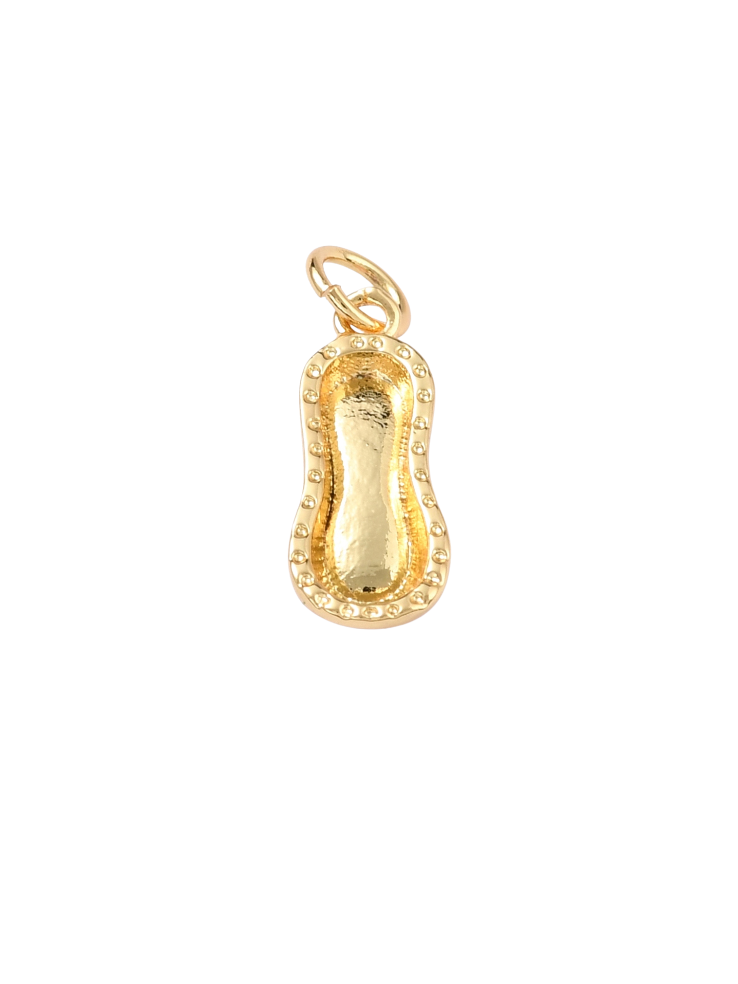 Gold sandal-shaped pendant on a white background