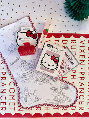 Hello Kitty-themed product with Christmas design on a polka dot background