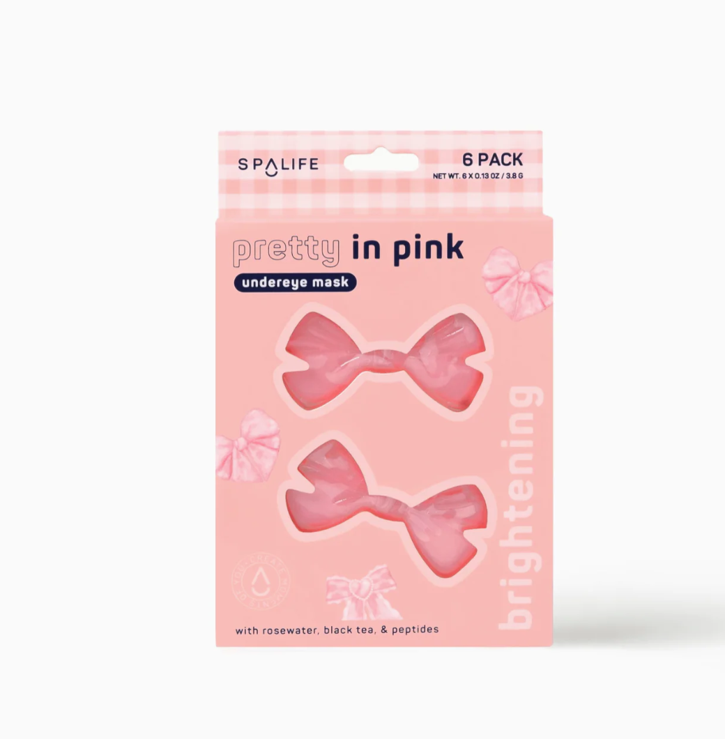 Pack of SpaLife pretty in pink undereye masks on a white background