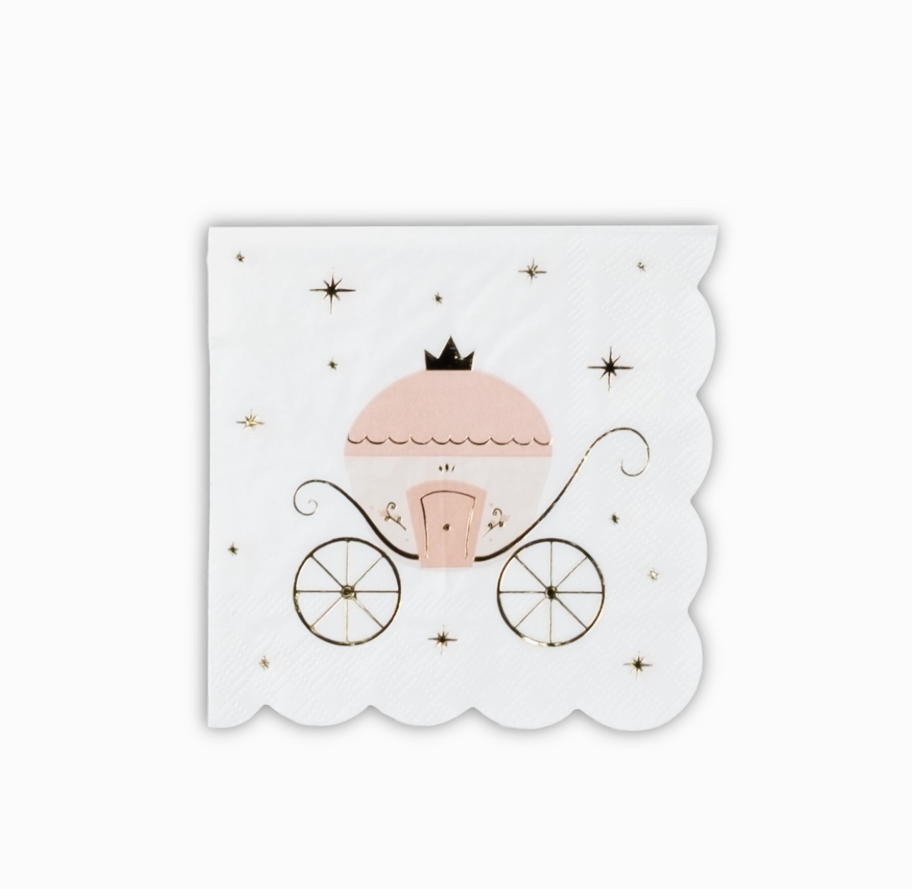 Pink fairy tale carriage with a crown on a white background