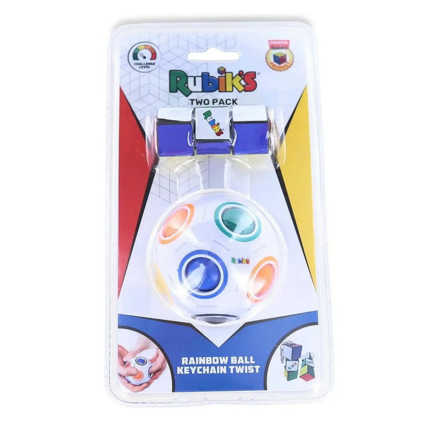 Rubik's Rainbow Ball Keychain Twist packaging on a white background