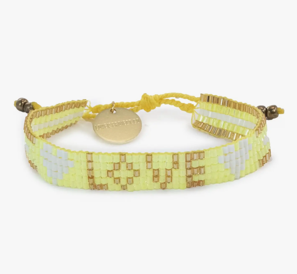 Seed Bead Love with Hearts Bracelet - Sunshine