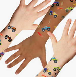Glowing Monster Trucks Kids Glow in the Dark Tattoo Pack
