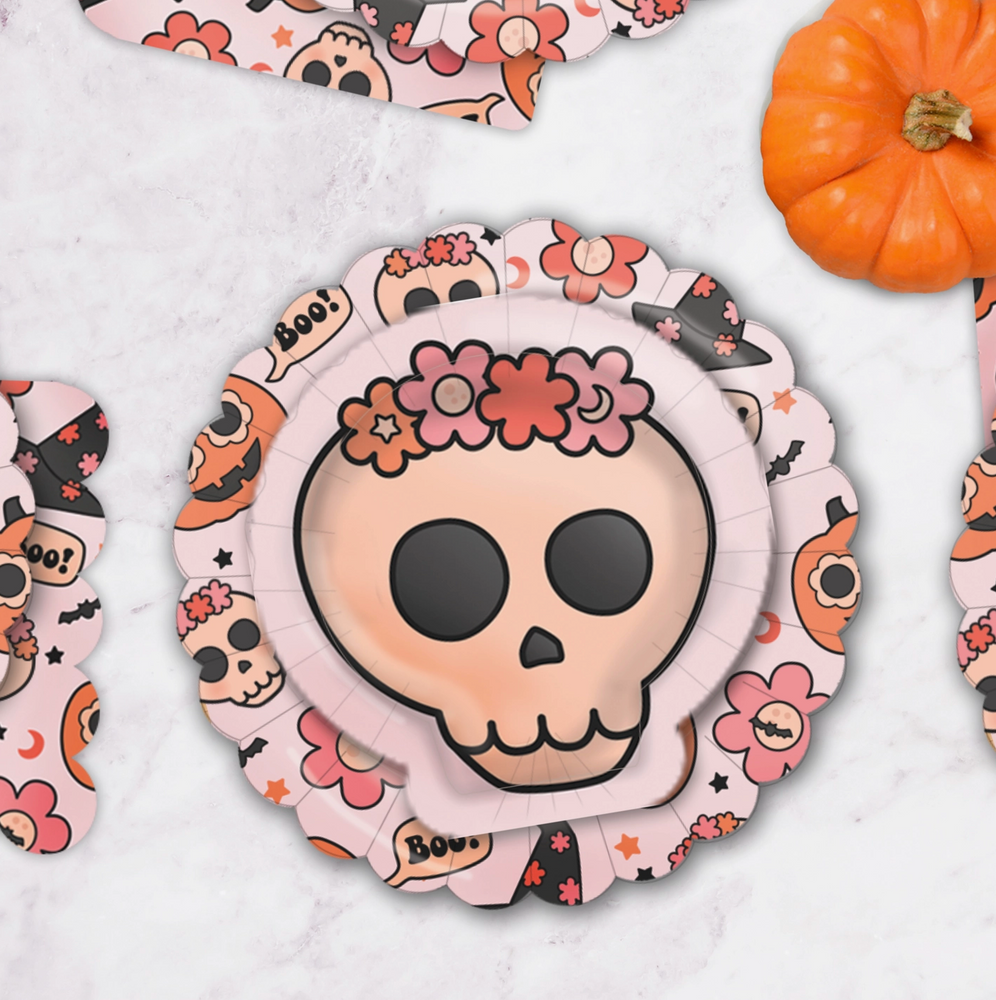 
            
                Load image into Gallery viewer, Groovy Halloween Skull Plates
            
        