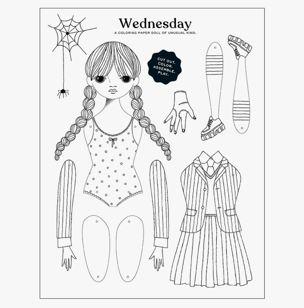 Wednesday Paper Doll Coloring Sheet