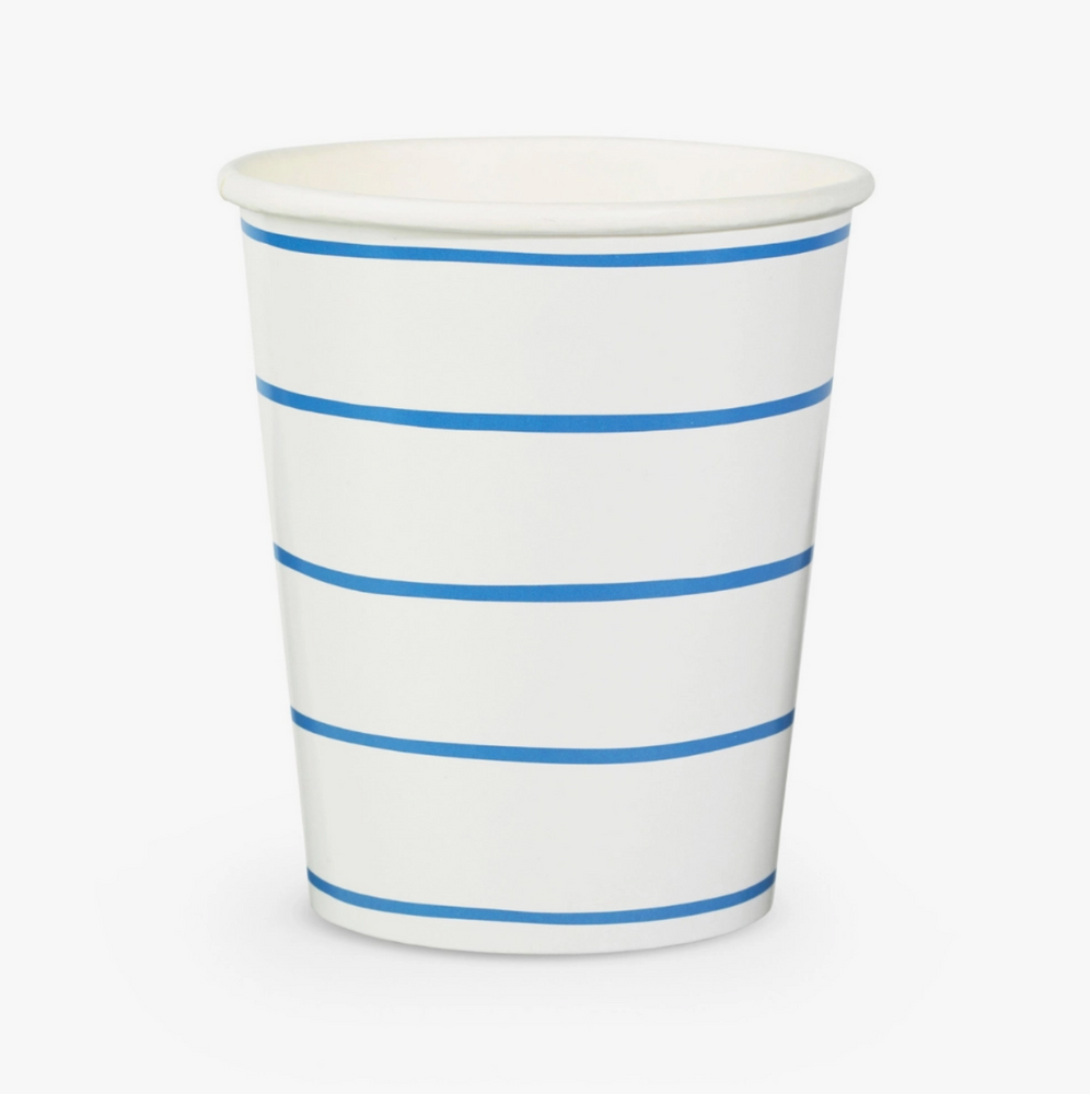Frenchie Striped Cobalt 9 oz Cups