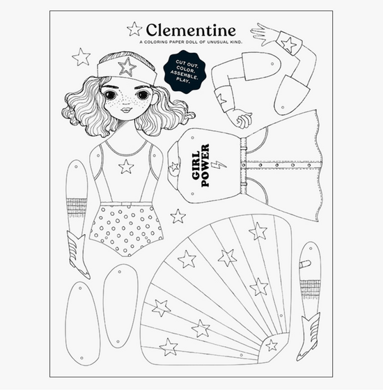 Load image into Gallery viewer, Clementine Paper Doll Coloring Sheet
