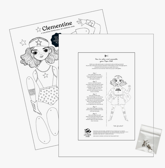 Load image into Gallery viewer, Clementine Paper Doll Coloring Sheet

