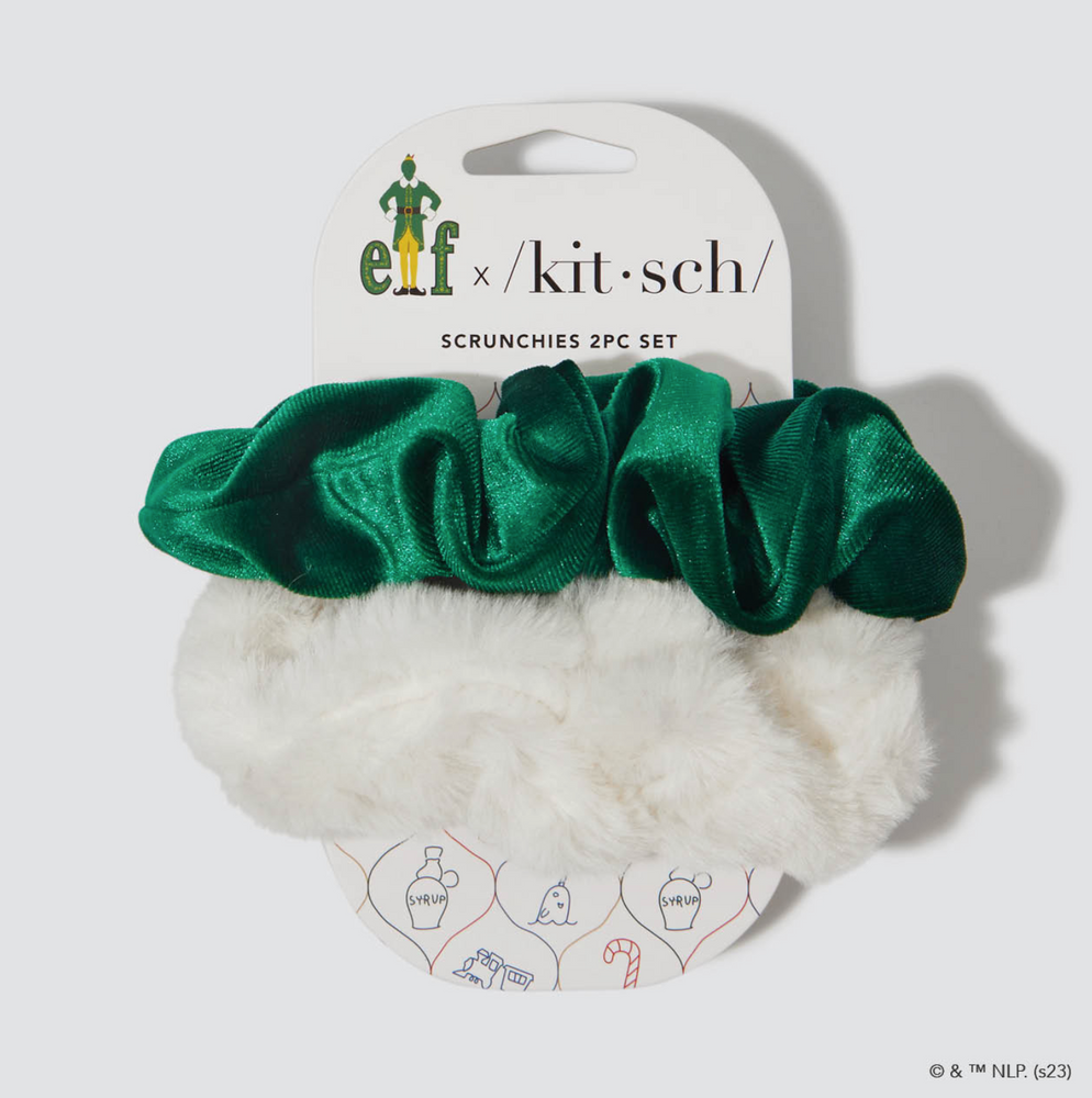 Elf X Kitsch Scrunchies 2pc - White & Green