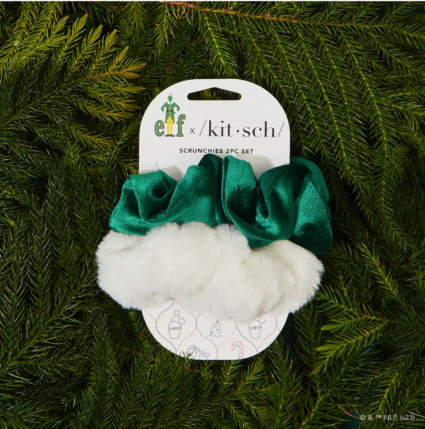 Elf X Kitsch Scrunchies 2pc - White & Green