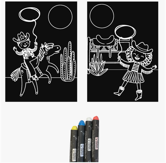 Chalkboard Minimats Cowboy & Cowgirl Coloring Kit