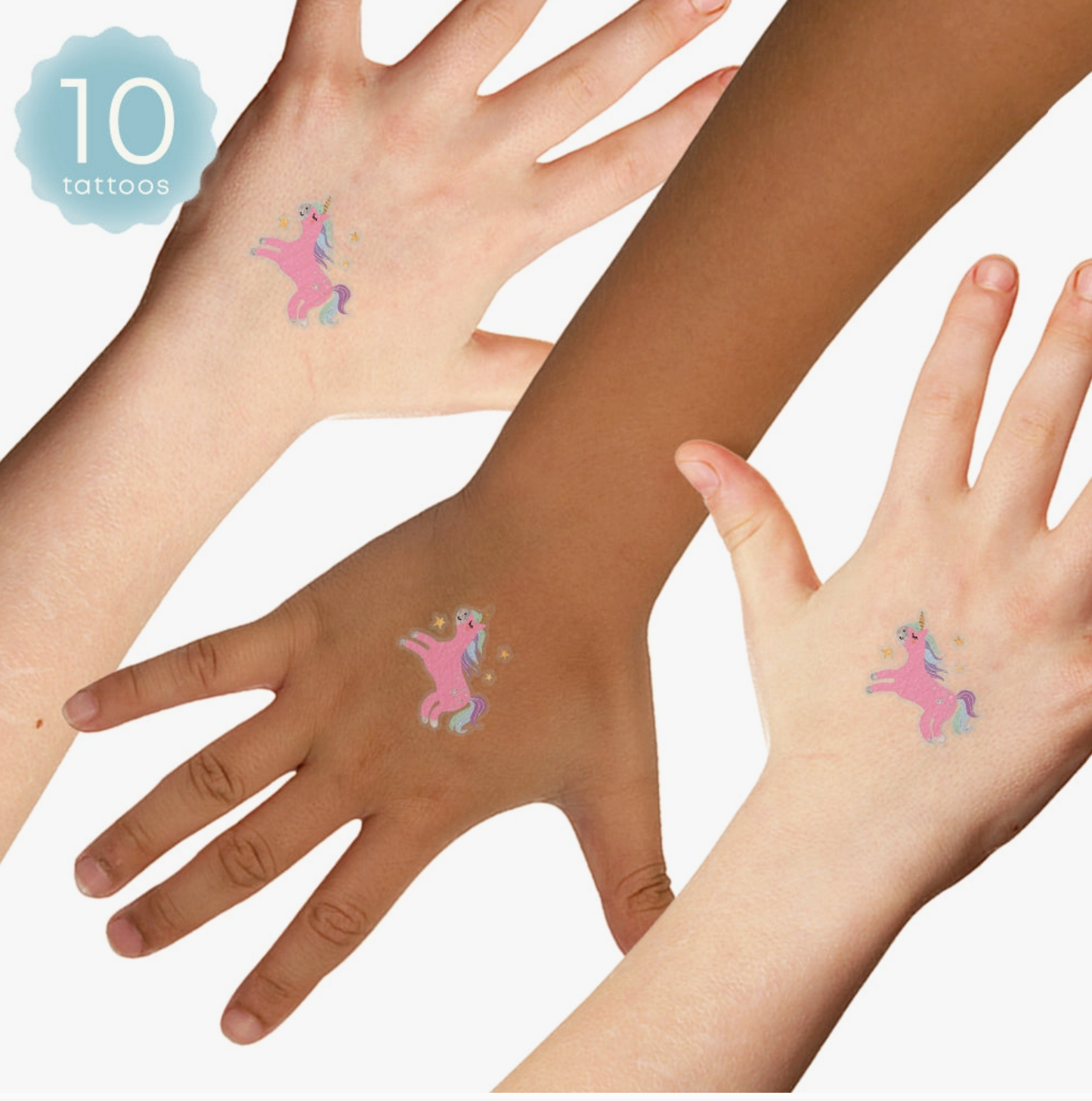 Glowing Pink Unicorn Kids Metallic Temporary Glow Tattoos