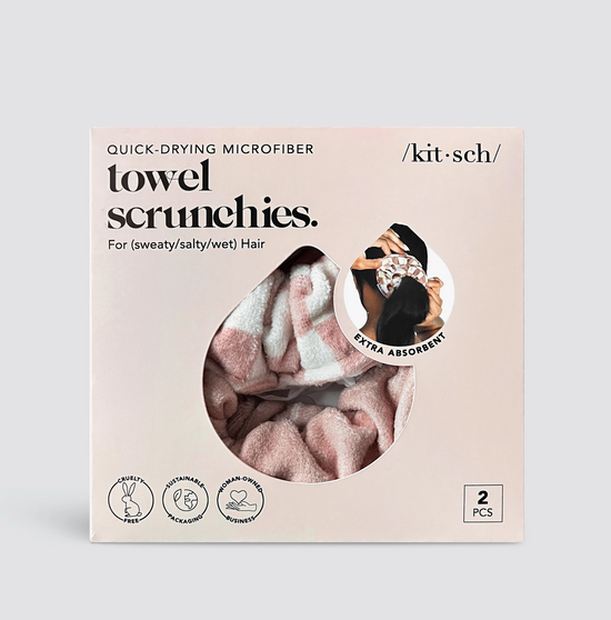 Dry Towel Scrunchie 2PC- Terracotta Checker
