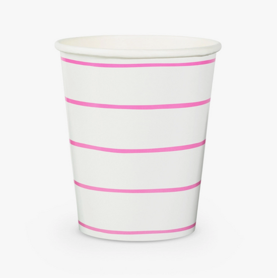 Frenchie Striped Cerise 9 oz Cups