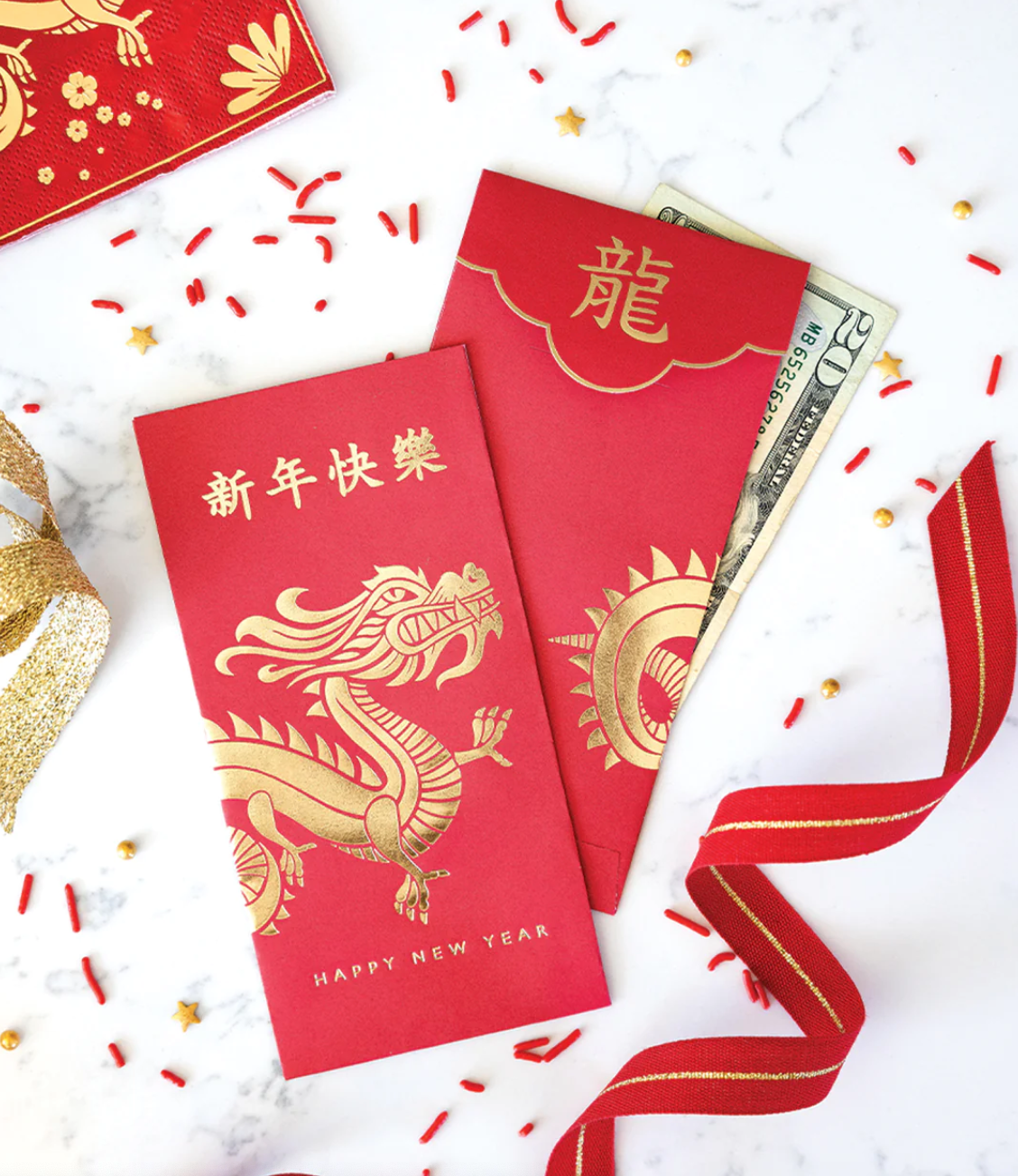 Red Envelopes Lunar New Year Dragon