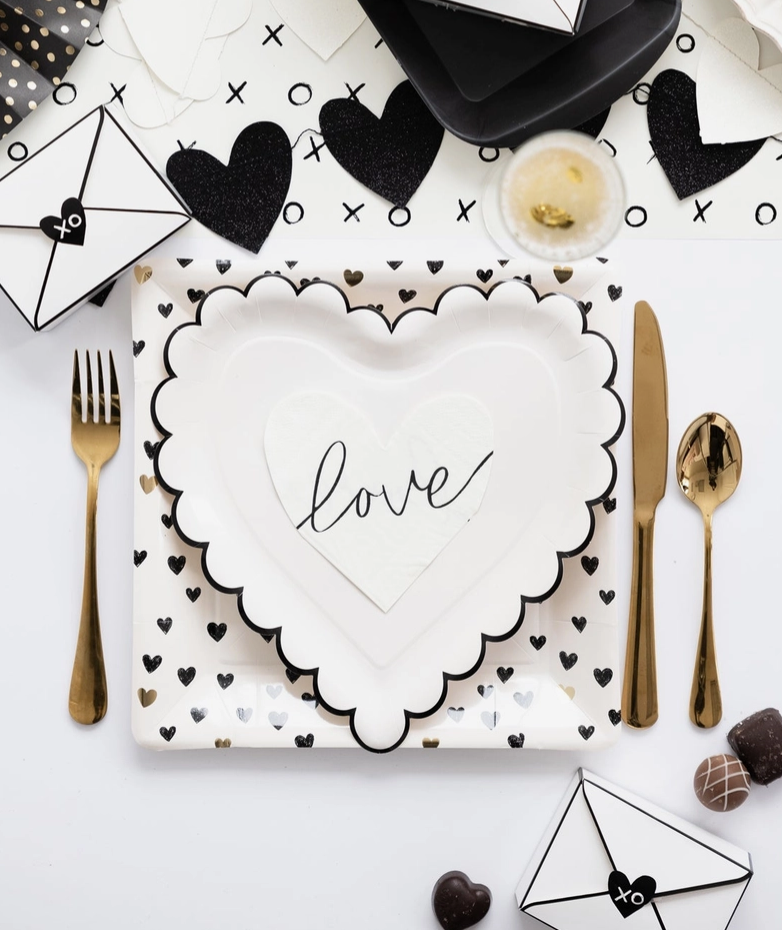 Square Hearts Paper Plate